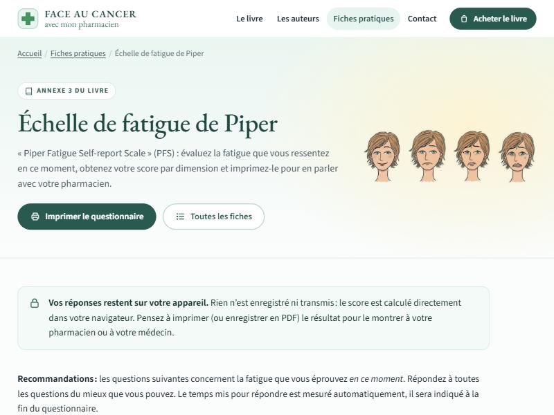 Fiche interactive : échelle de fatigue de Piper